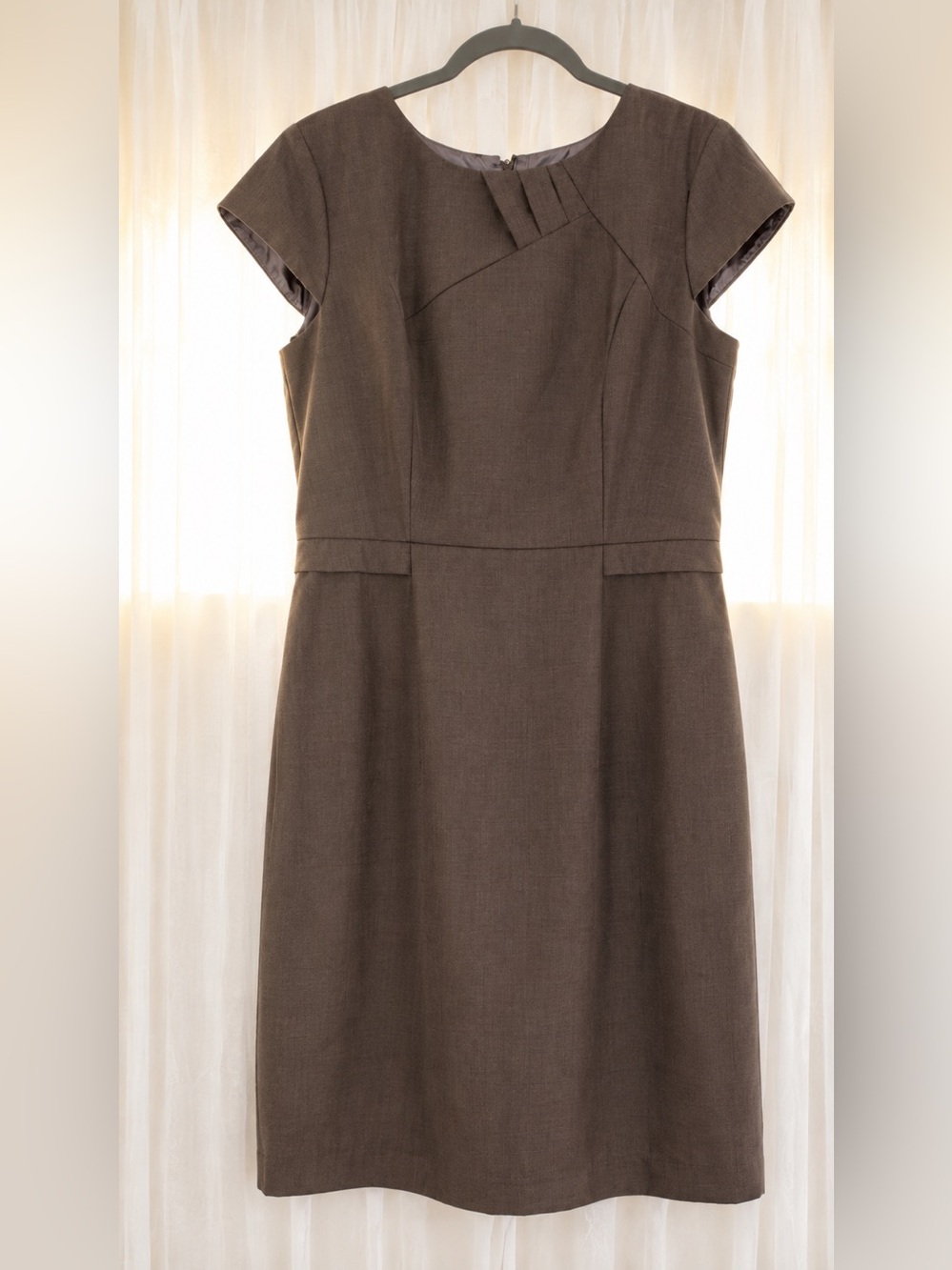 Studio I Chocolate Brown Cap-Sleeve Sheath Dress